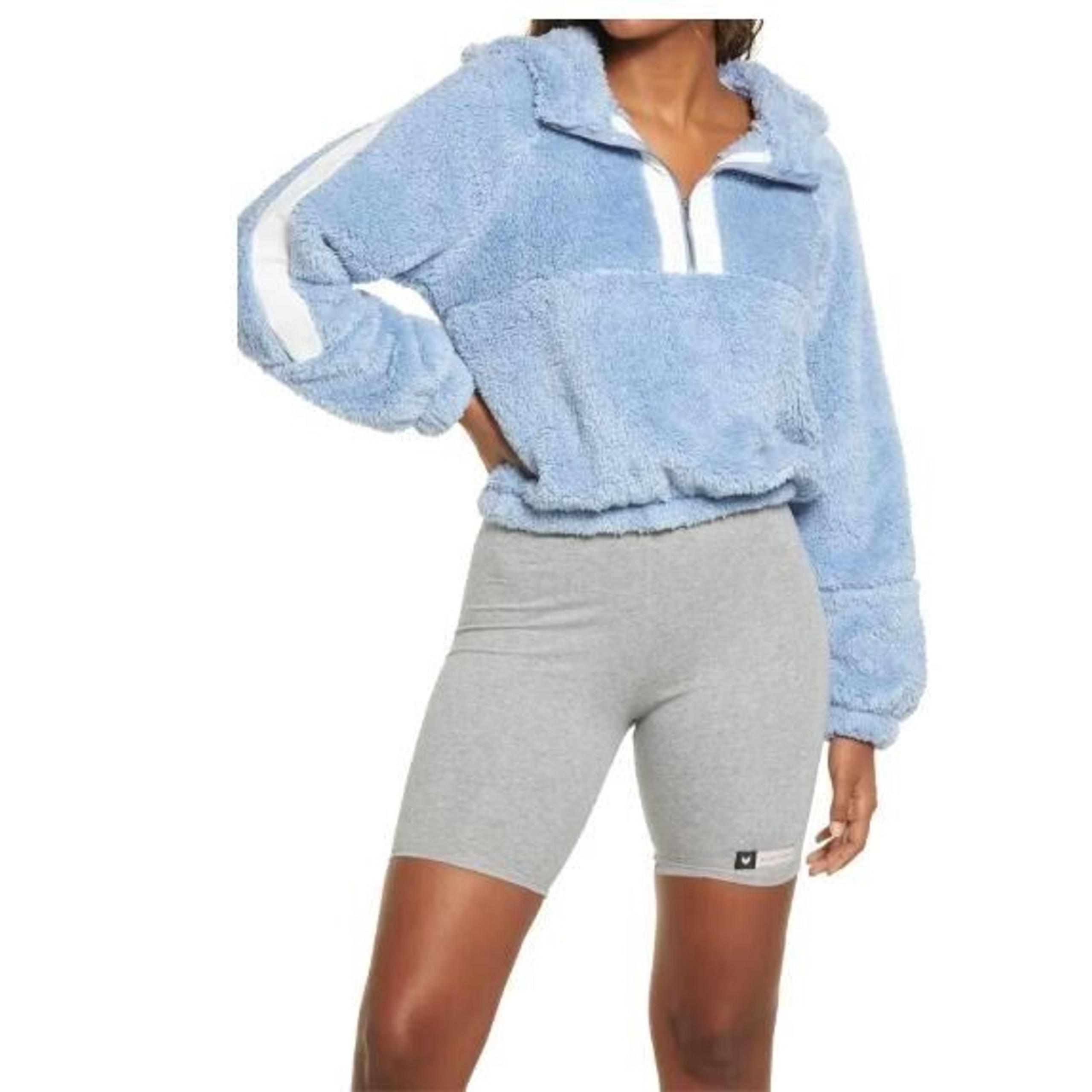 BP. Women's Plush Teddy High- Pile Fleece Hoodie in Blue Forever XS MSRP $55