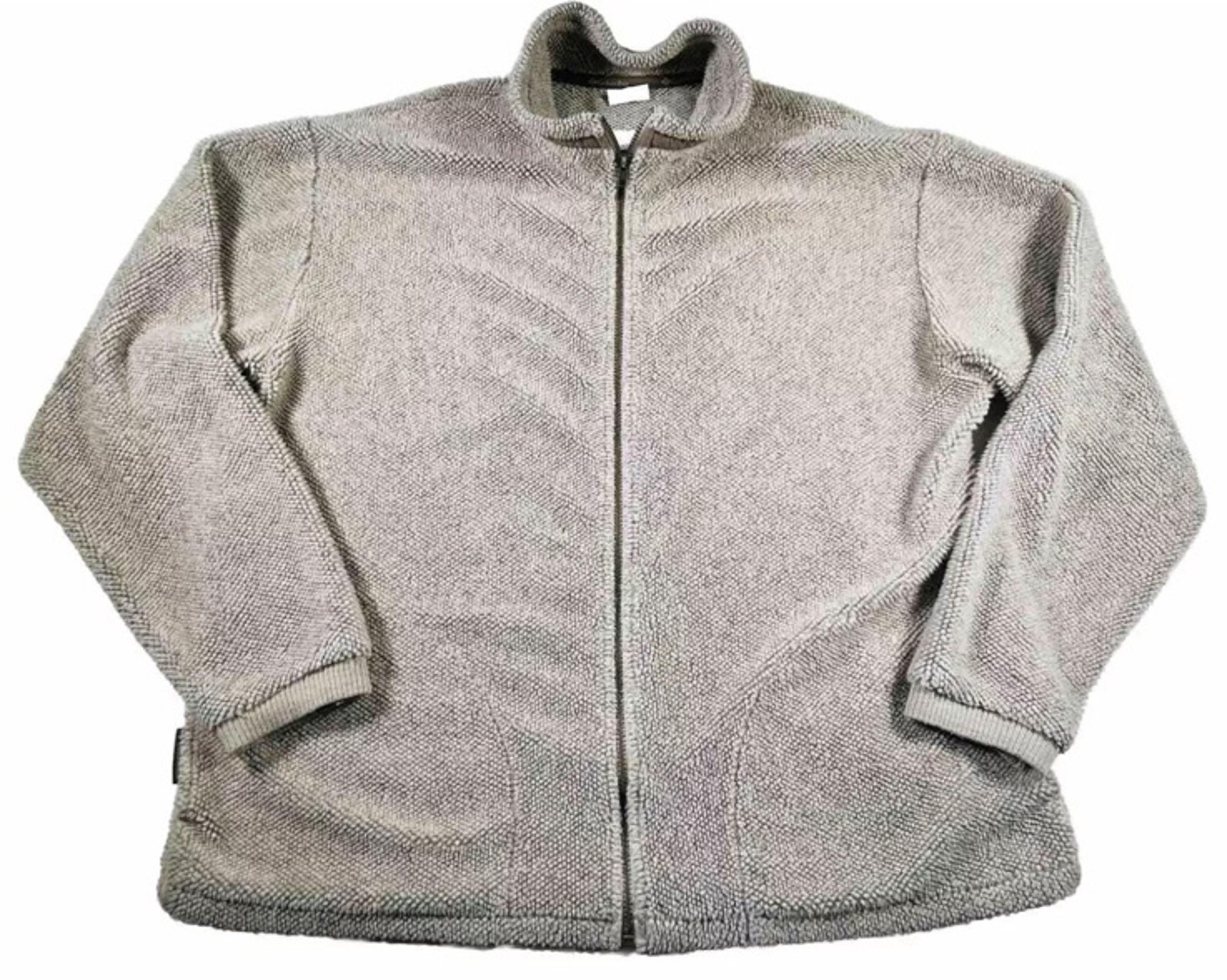 Full Zip Sweater Jacket Men's XL Beige Furry Fleece Pockets USA - Columbia