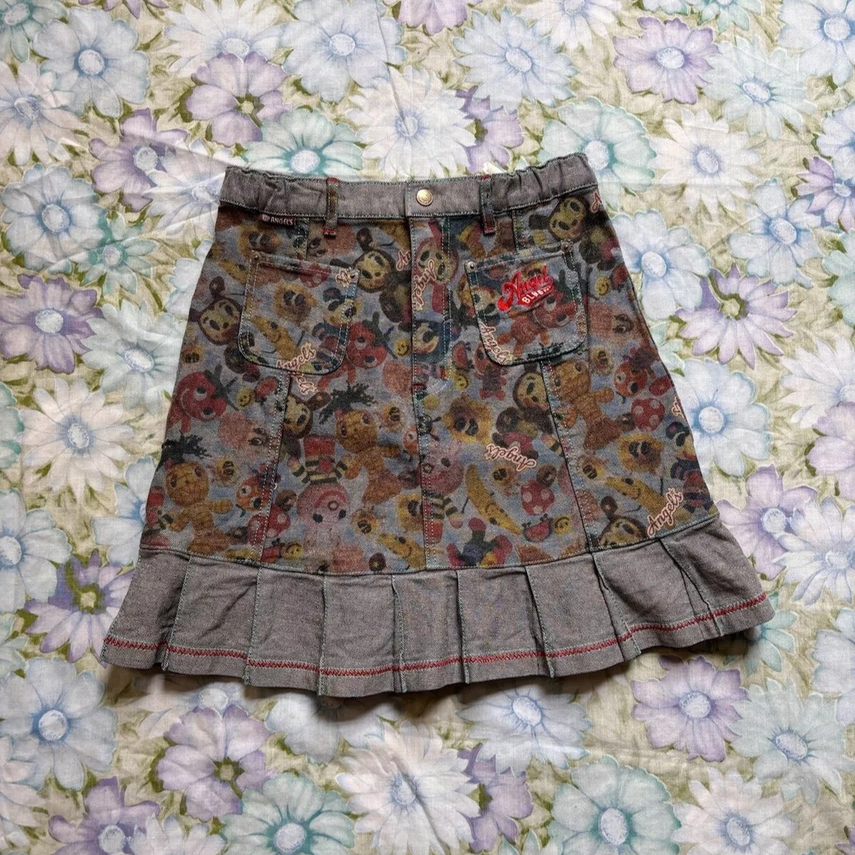 - super rare angel blue denim pleated mini skirt - y2k/2000's -