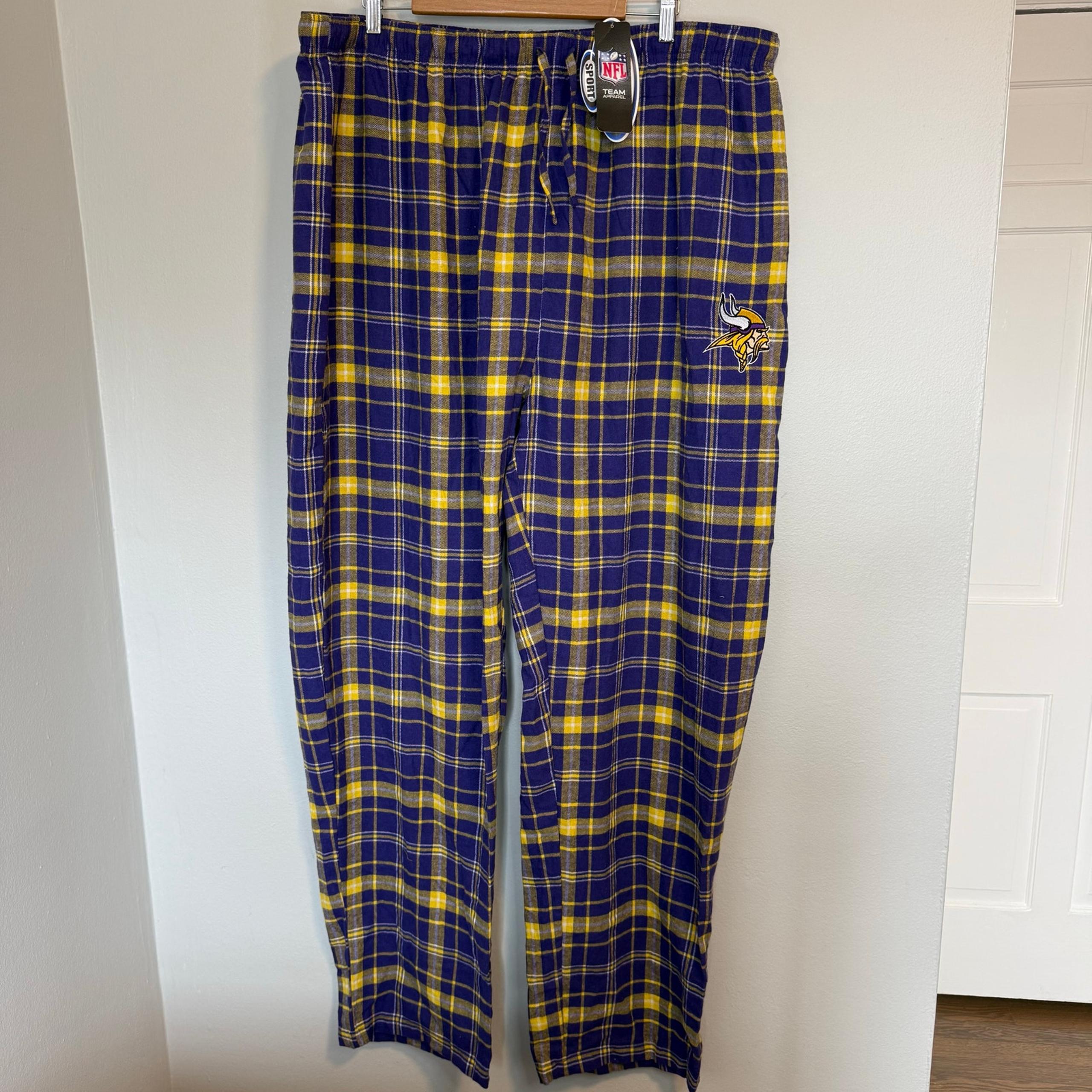 Minnesota Vikings Flannel Pajama Sweat Pants Mens Size 3XLT NFL Team Apparel NWT