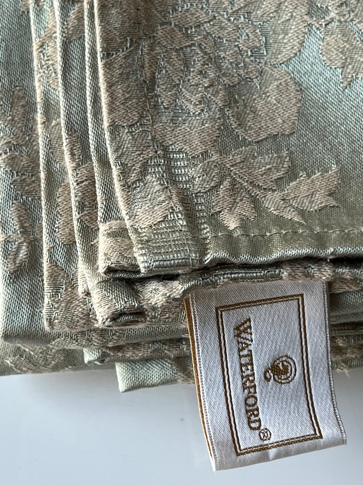 Waterford tablecloth new soft gold green damask oblong 102 x 56