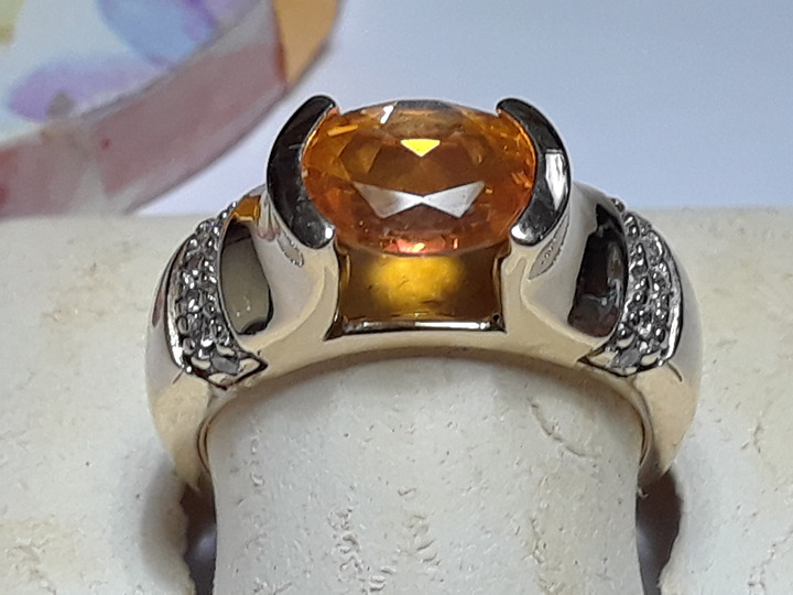 Estate 1.68ctw Sunrise Mystic Topaz & Diamond 14Kt YG 7.8g Tension S-7 Ring19390