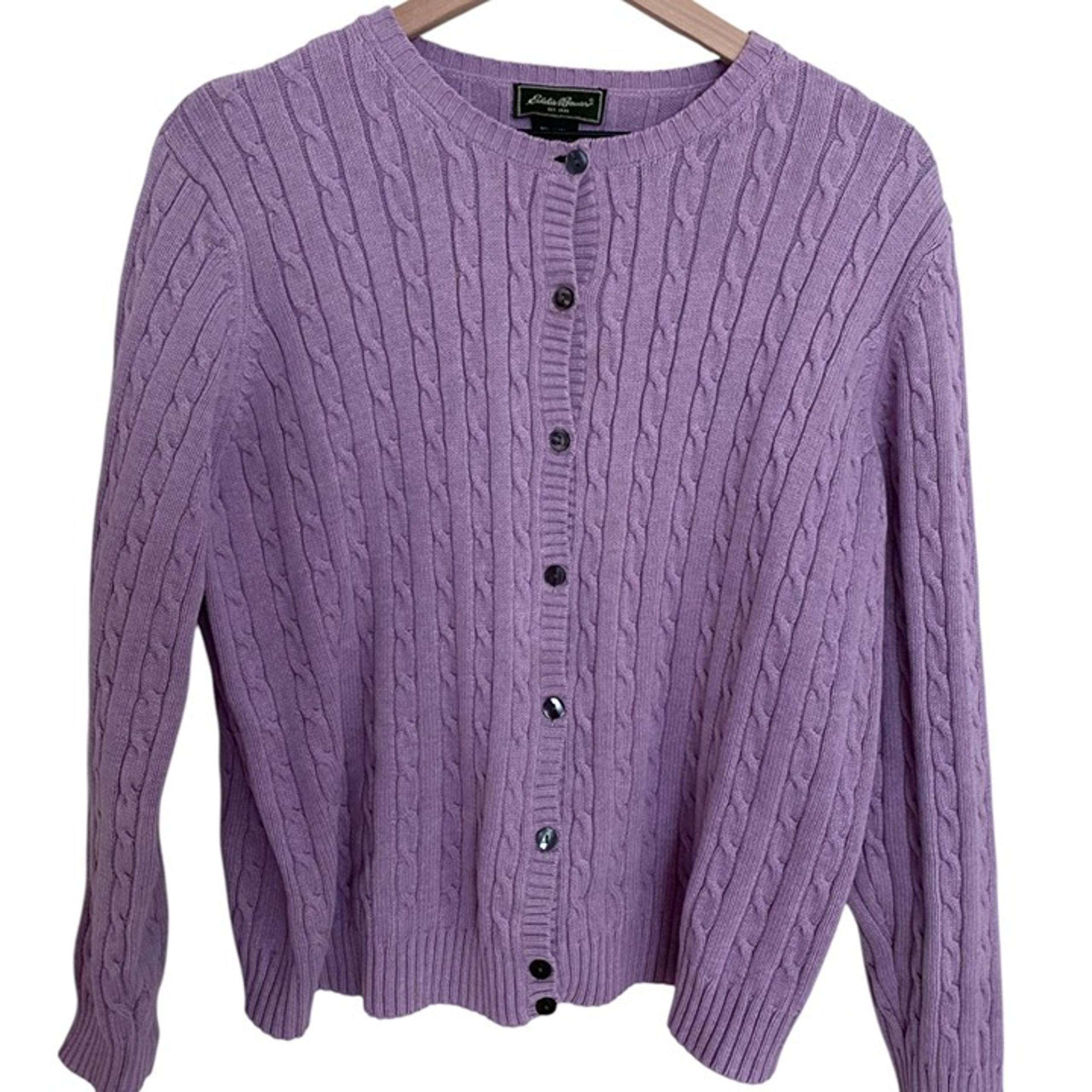 Eddie Bauer Cable Knit Cardigan Sweater Cotton Lightweight Size 2X