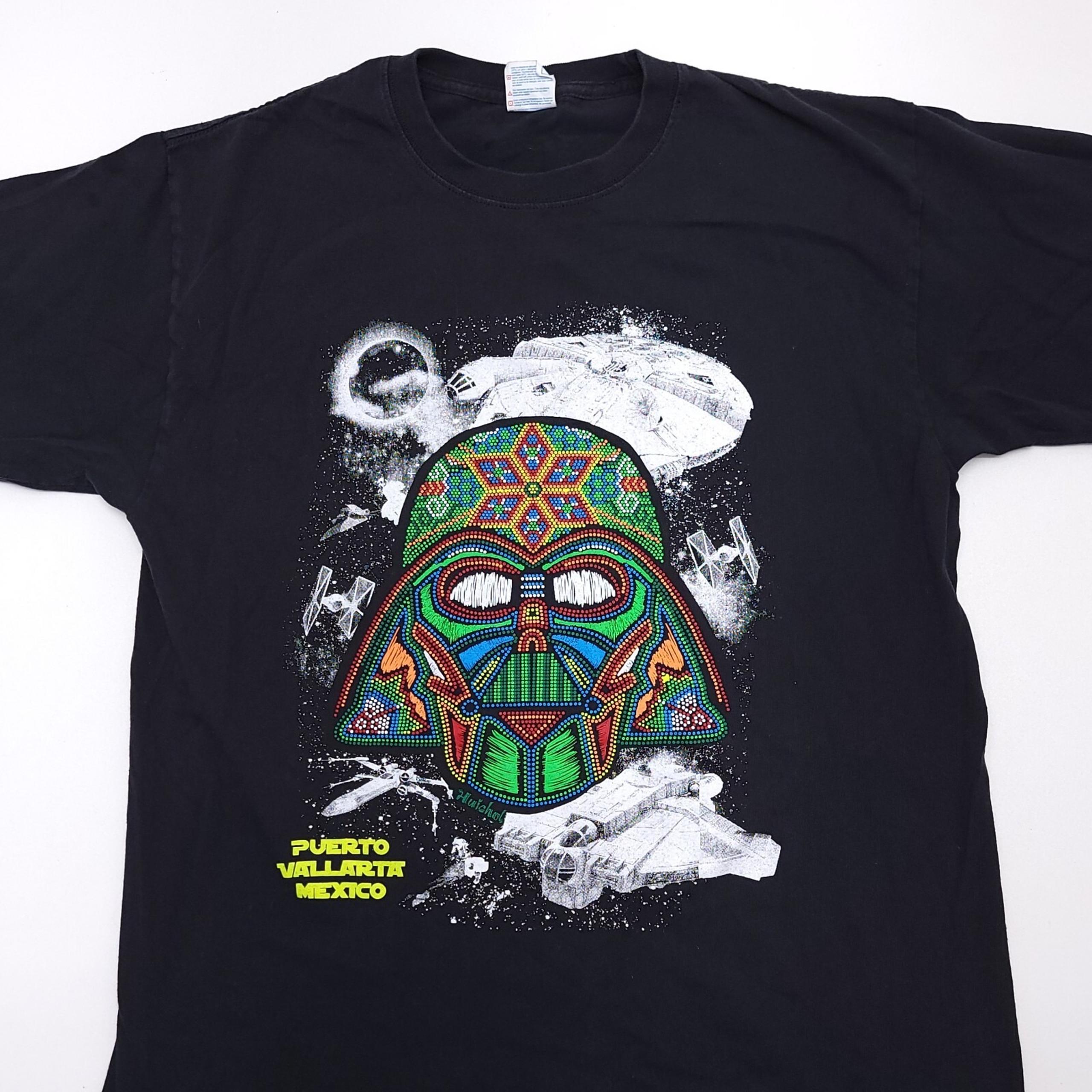 Star Wars T-Shirt Darth Vader Mens L Huichol Art Black Puerto Vallarta Mexico