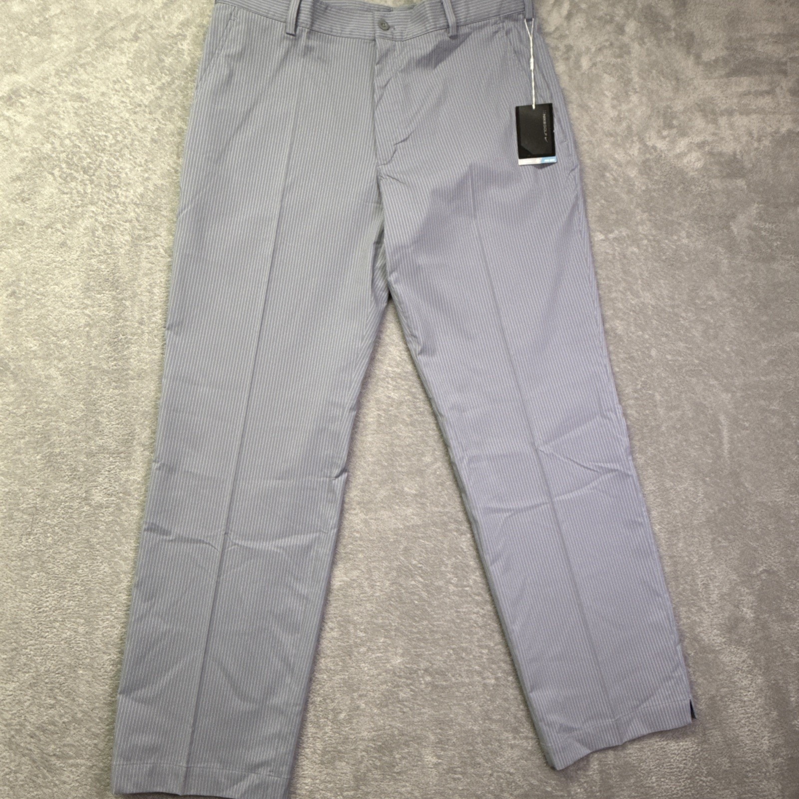Nike Golf Pants Mens 36x32 Gray Pin Stripes Flat Front Dri Fit Chino 335936-065