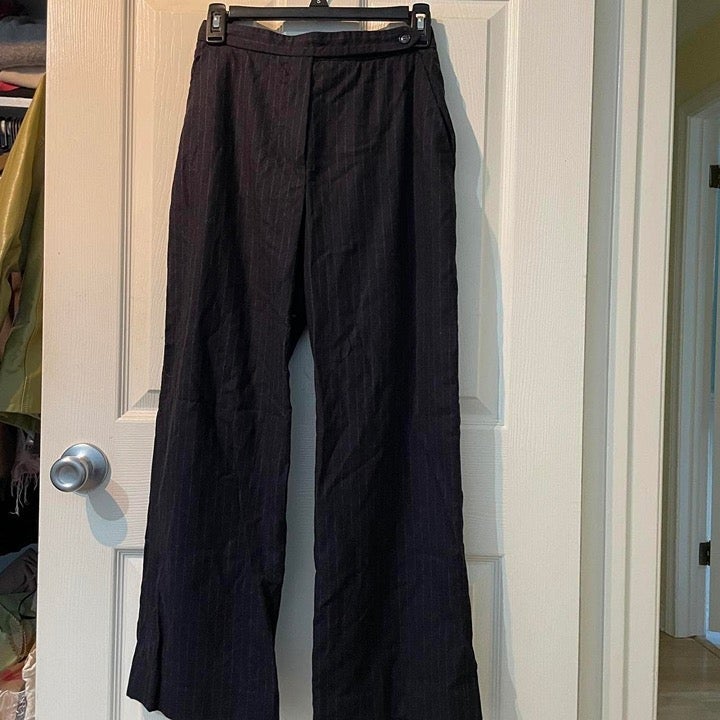 MAX MARA vintage wool blend charcoal pinstripe trousers