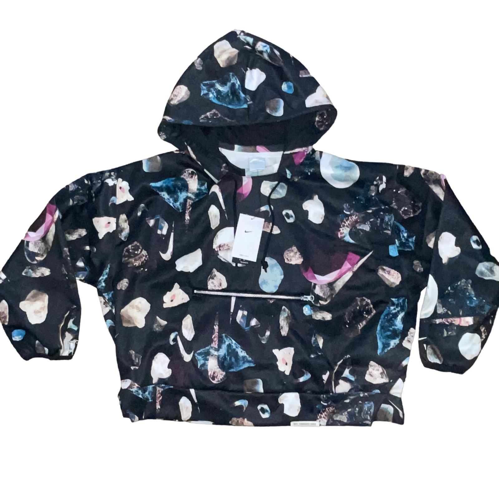 Nike Womens Dri-Fit Standard Issue Pullover Hoodie Gems/Stones Print XL