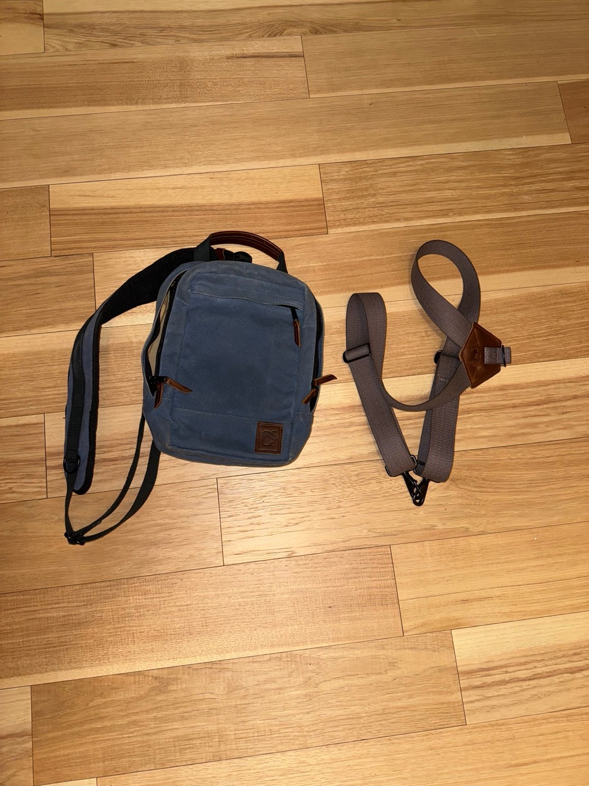 Nutsac SLING - Blue Waxed Canvas. With backpack Converter!