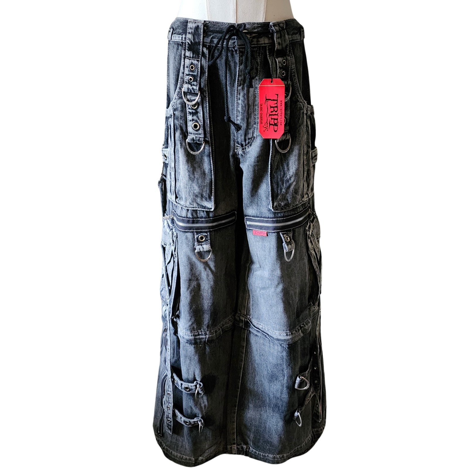 TRIPP NYC - X-STRAP PANT FOG WASH INDIGO DENIM