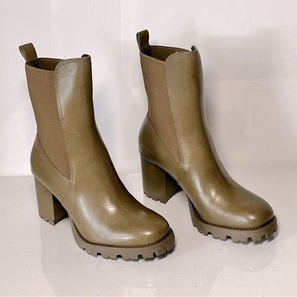 Schutz Billie Leather Heeled Lug Ankle Boots