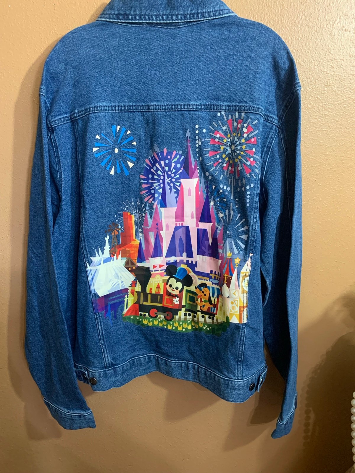 2023 Disney Parks Joey Chou Castle Magic Kingdom Denim Patch Jacket Adult XL NWT
