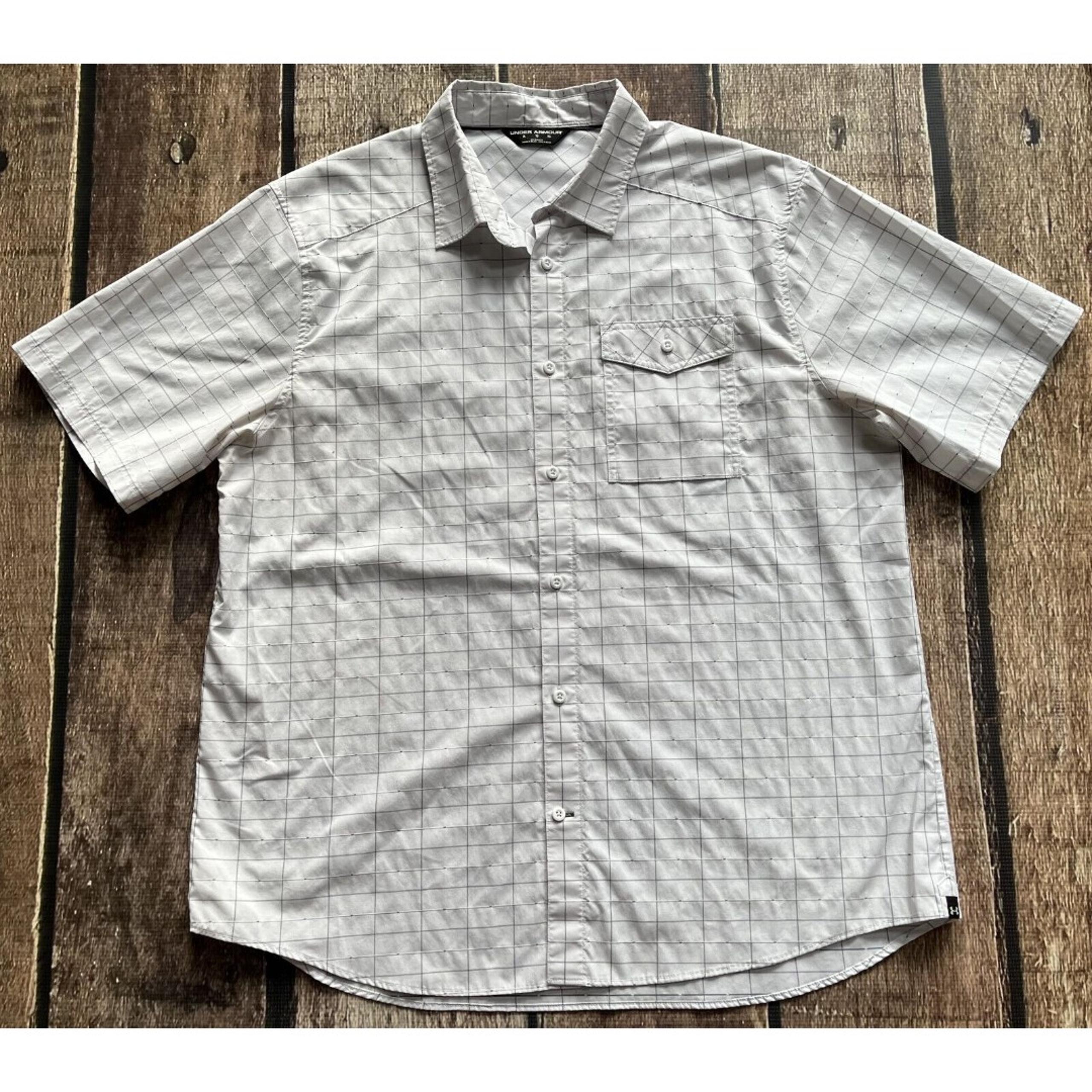UNDER ARMOUR VENTED SHORT SLEEVE BUTTON DOWN SHIRT WHITE MENS XL EXCELLENT