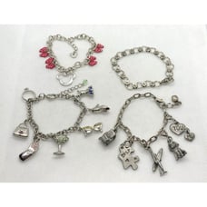 Vintage Lot of 4 Silver Tone Charm Bracelet Disney Minnie Flower Fashion Y2K