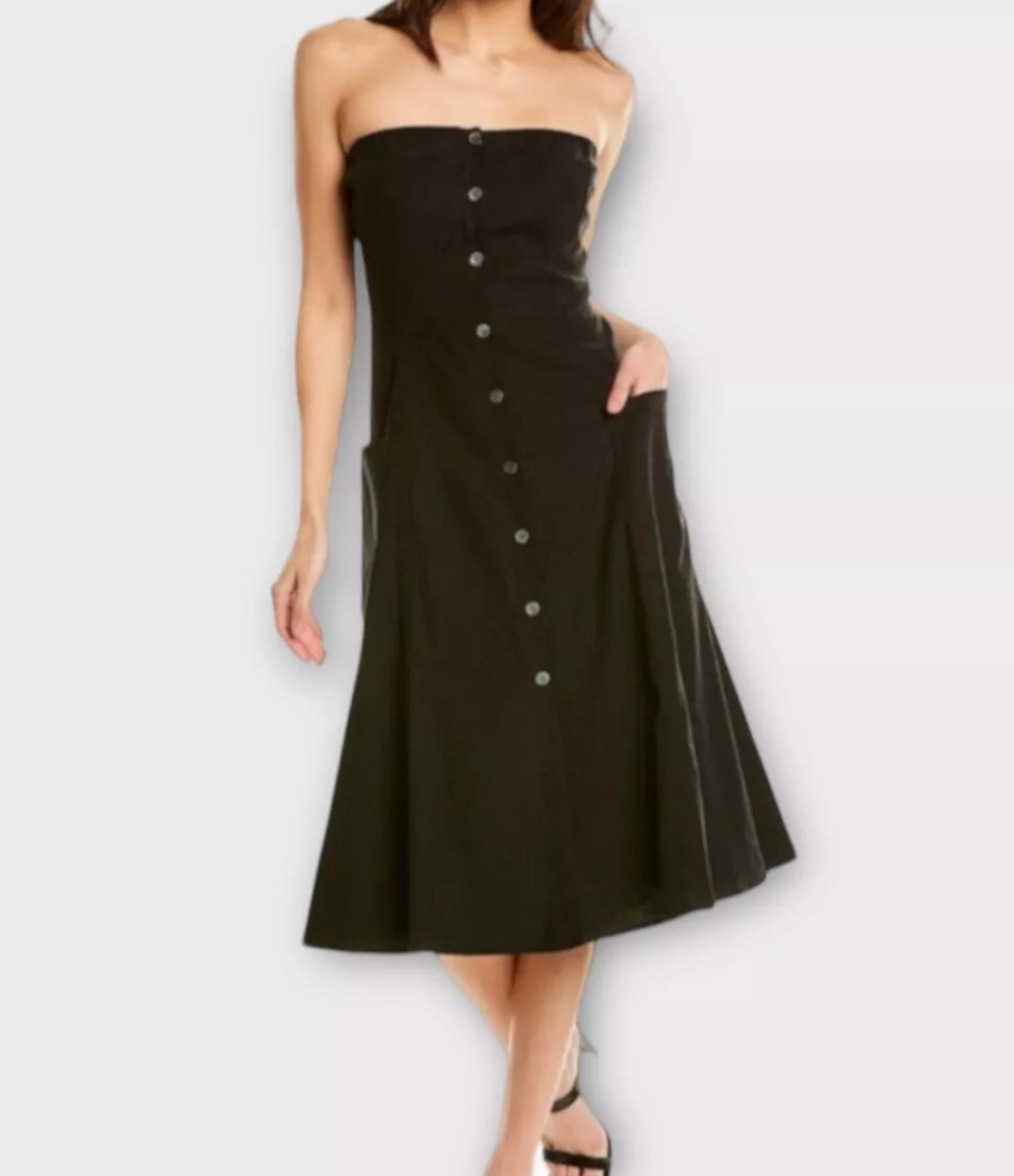 Theory Kayleigh Soft Crunch Linnen Blend Midi Dress. Size 0.