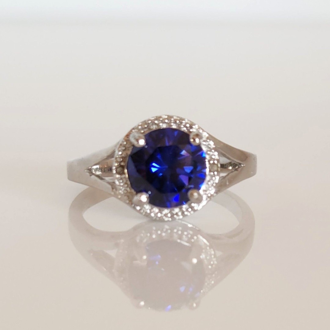Tanzanite Simulated CZ Halo Ring Size 7-1/2