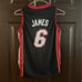 Vtg NBA Adidas Youth Sz S Miami Heat #6 LeVron James Sewn Jersey