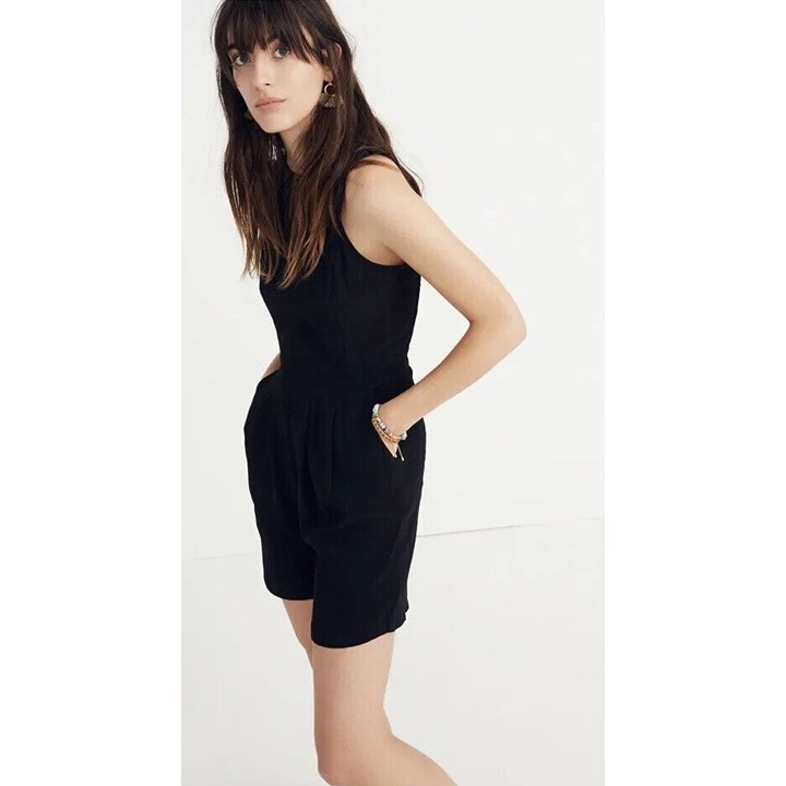 Madewell Woman's Sz 0 Fawnlily Black Romper NWT