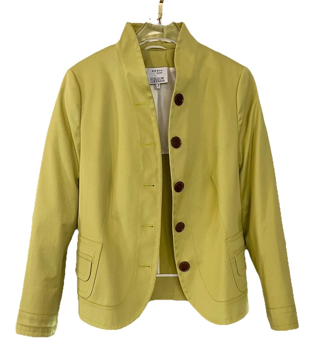 AKRIS PUNTO US 14 Cotton Blend Strech Green Tone Blazer Jacket Bergdorf Goodman
