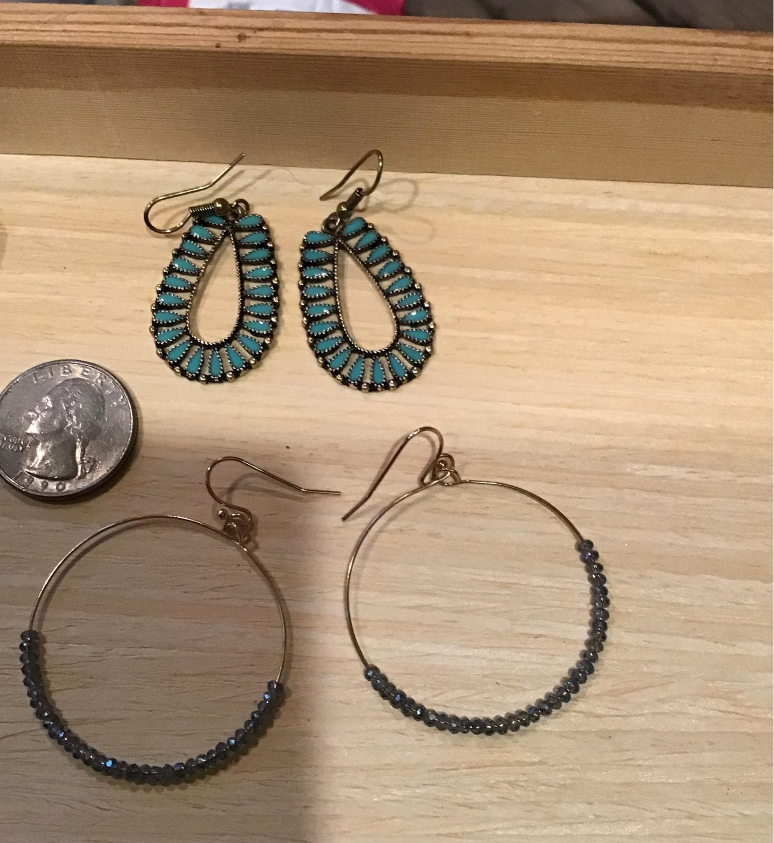 Earrings, two pairs from World Market