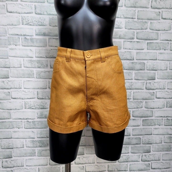 Tatyana Womens XS Chica Rusty Orange High Waisted Cuffed Shorts Rockabilly Pinup