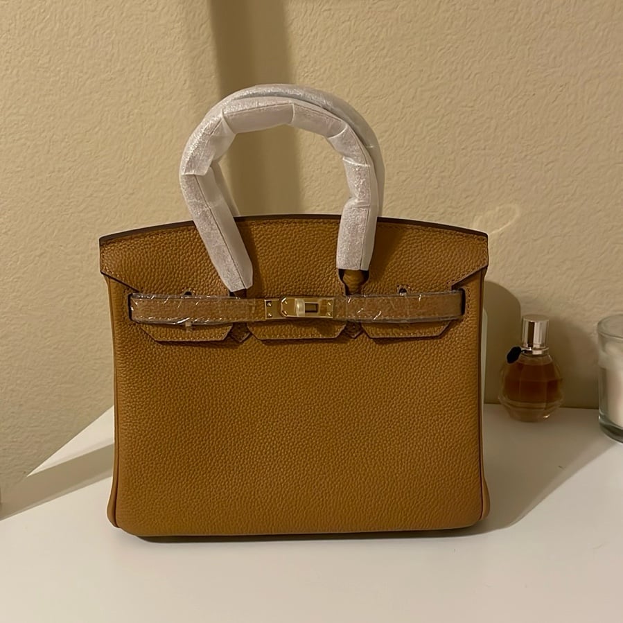 Top Handle Leather BK Satchel 25cm Biscuit