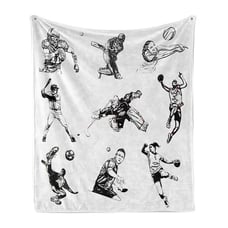 Sports Theme Sketch Ambesonne Black White Art Soft Flannel Fleece Throw Blanket