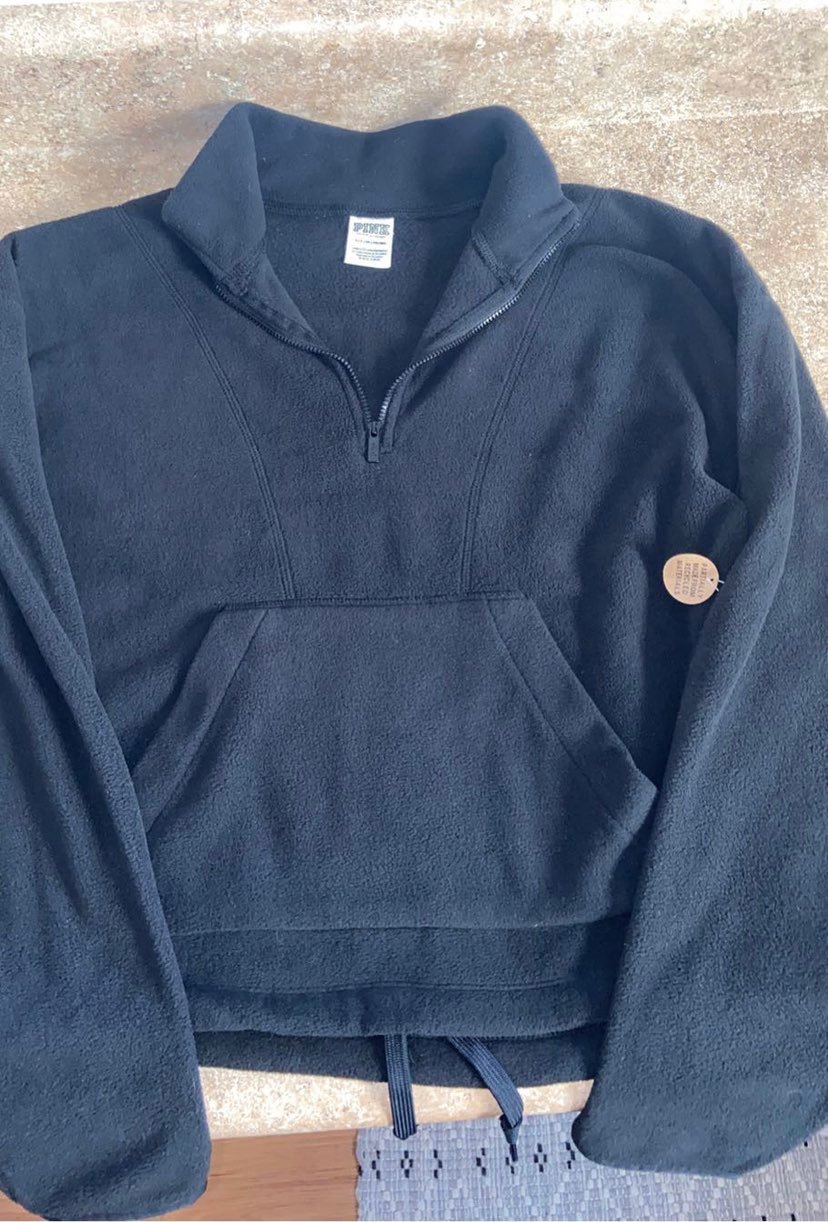 Brand new VS pink crop quarter zip fleece
