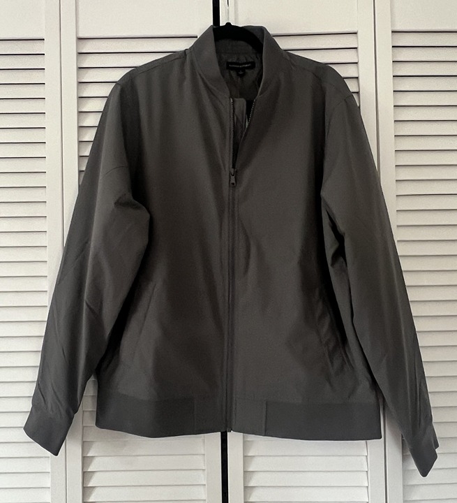 New Banana Republic Men’s Water Repellent Bomber Jacket, Gray, Size L