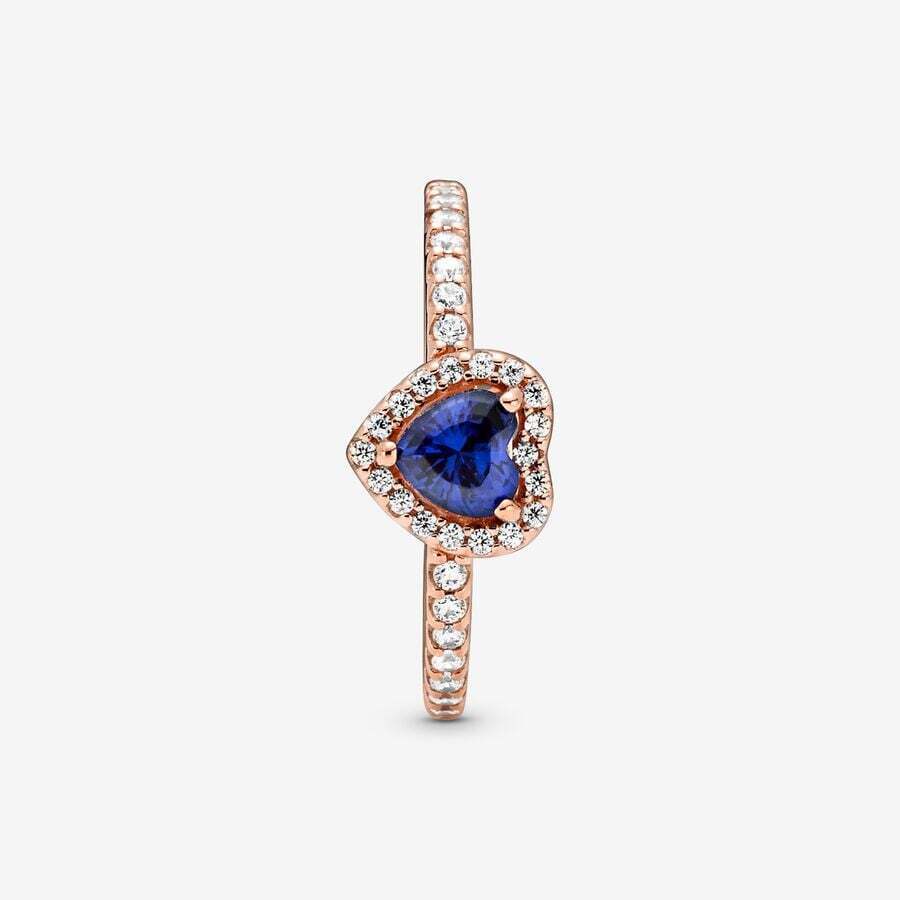 Sparkling Blue Elevated Heart Ring 188421C01 New With Box