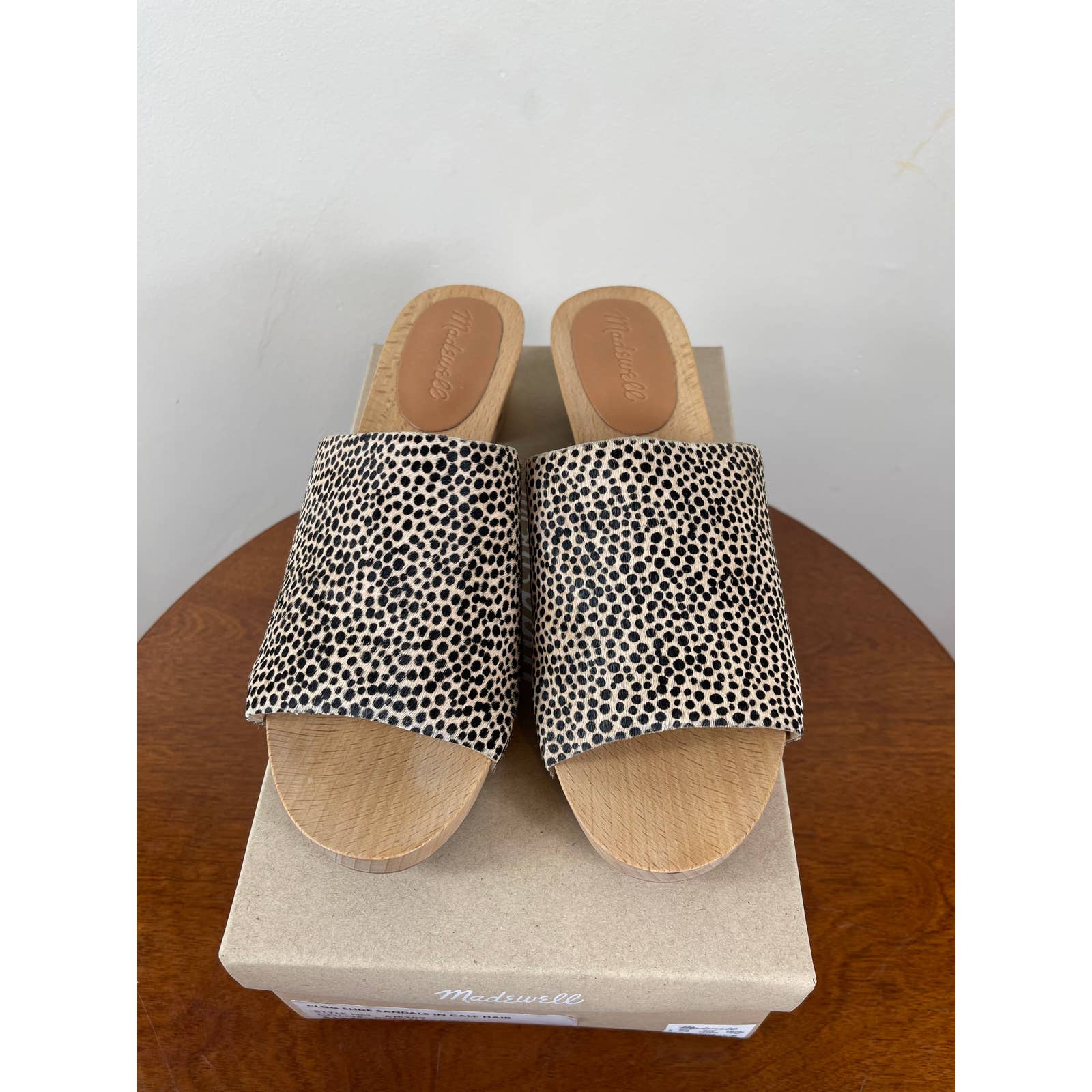 Madewell The Evelyn Slide Clog in Spotted Calf Hair Size 7