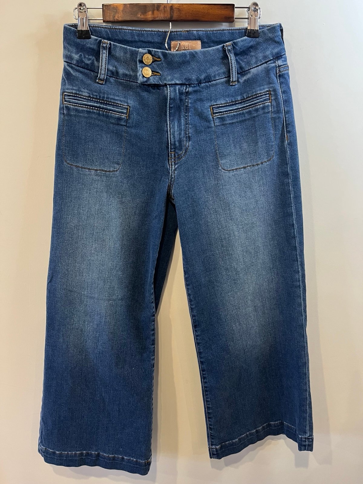 KUT FROM THE CLOTH JEANS WOMENS SIZE 6 MEG WIDE LEG CROP BOHO COTTAGECORE