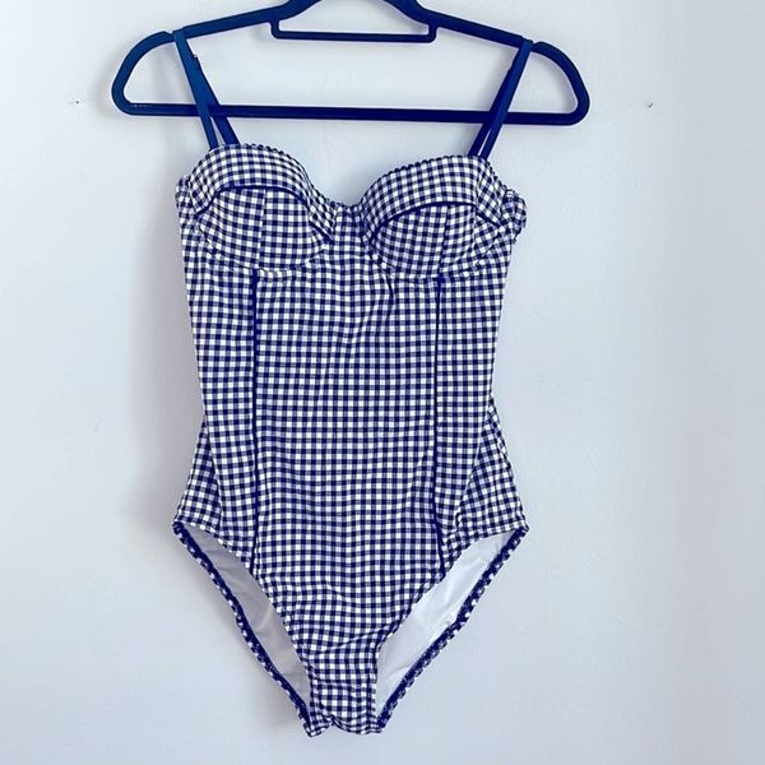 Kate Spade Crosby Landing gingham print underwire cup one piece swimsuit sz M