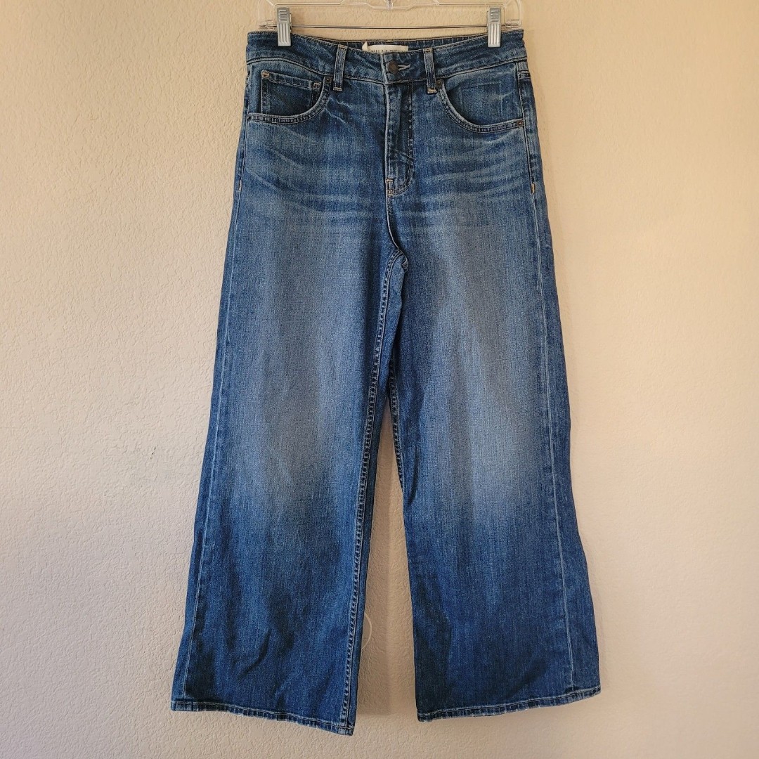 Nili Lotan Marlene Jeans Womens Size 27  28x28 Blue Denim Wide Leg High Rise USA