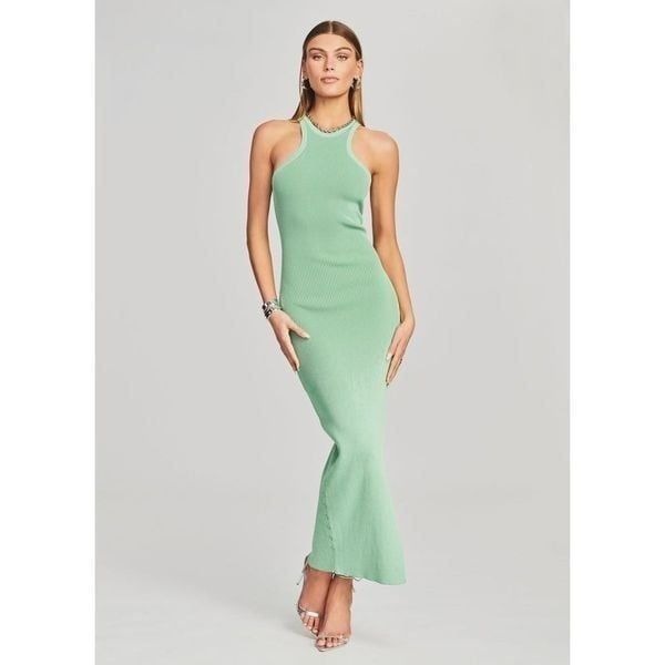 195 SER.O.YA SOFIE RIB KNIT DRESS in Green, Large