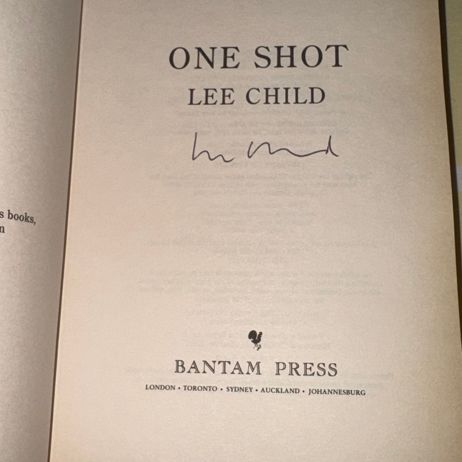 ONE SHOT SIGNED LEE CHILD UK 1ST