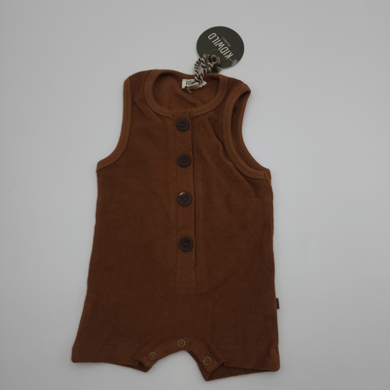 KidWild Organics Terry Romper in Brown Size 0-3 Months