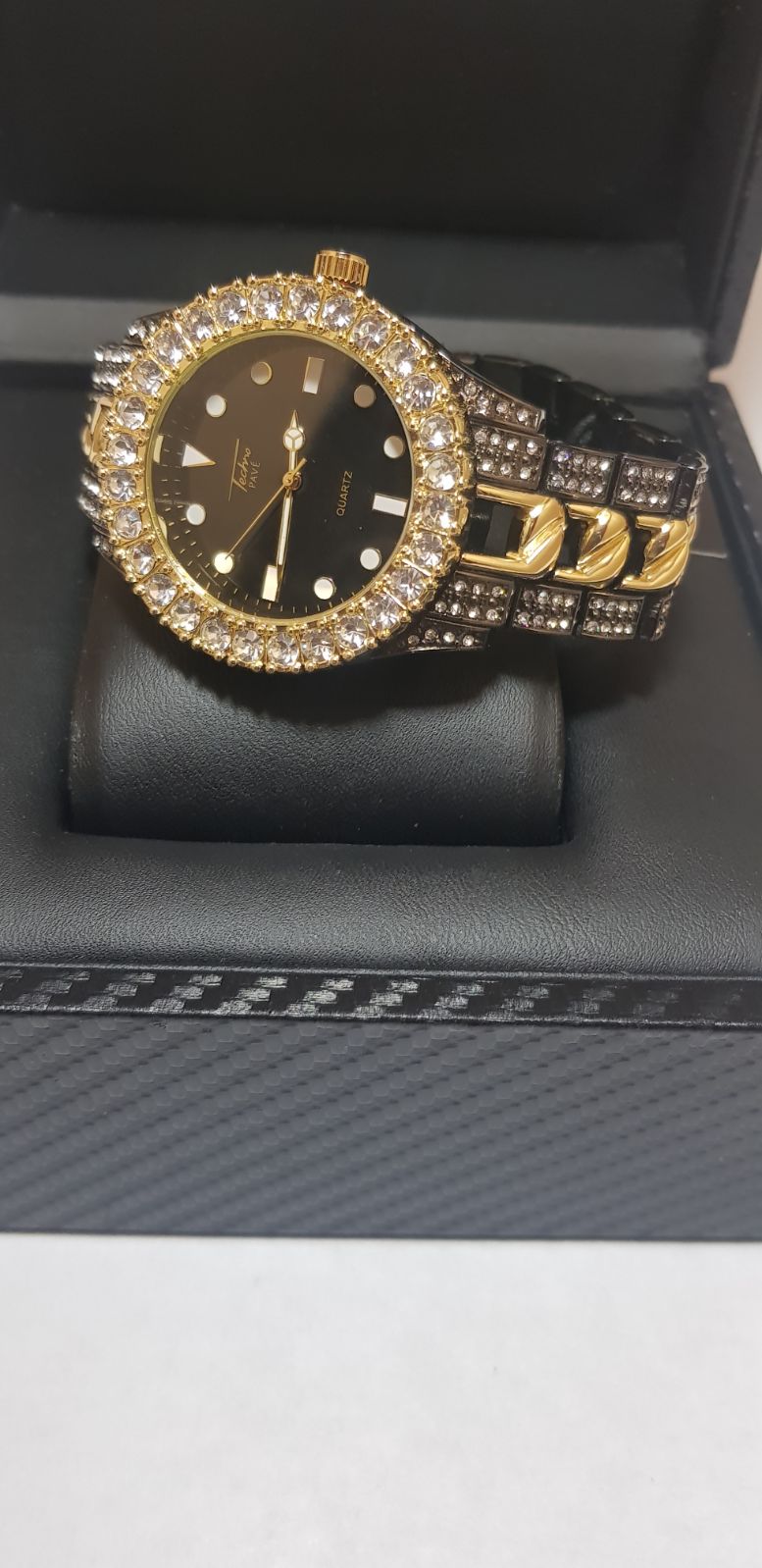 14K GOLD PLATED ICED OUT WATCH