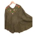 VTG 60 70S WOMENS DISCO FLOWER EMBROIDERED SUEDE LEATHER CAPE PONCHO JACKET COAT
