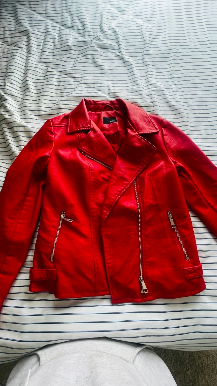Stunning Red Moto Leather Jacket Women M