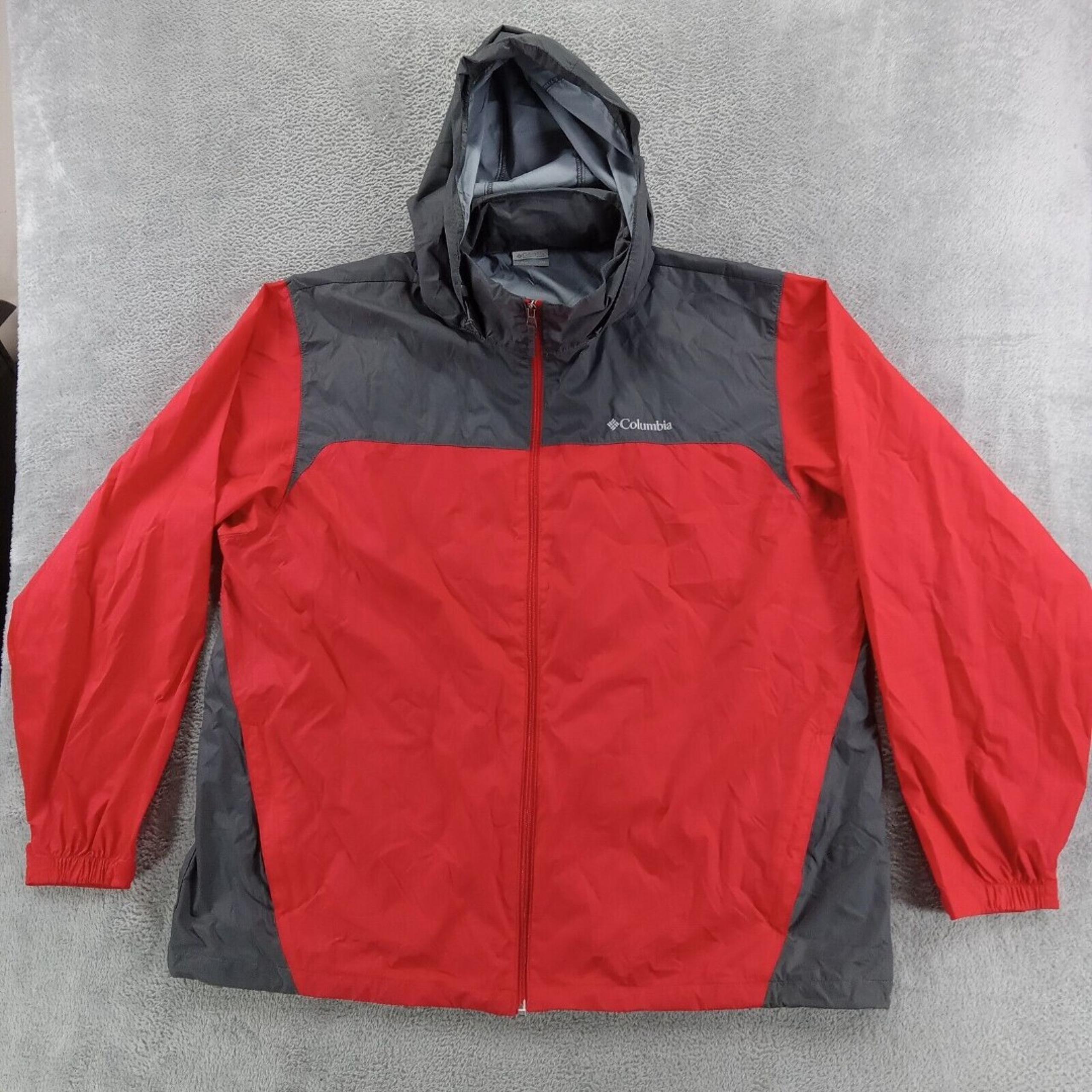 Columbia Glennaker Lake Jacket Men's 2XL XXL Red   Full Zip Nylon Raincoat