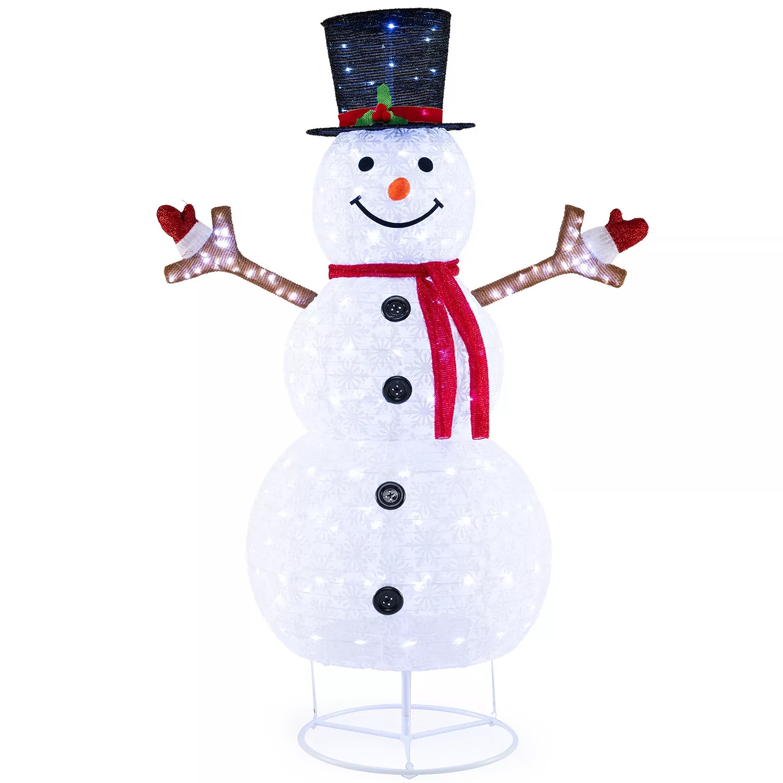 6 FT Pre-Lit Christmas Snowman Xmas Snowman Built-in Lights & Black Hat