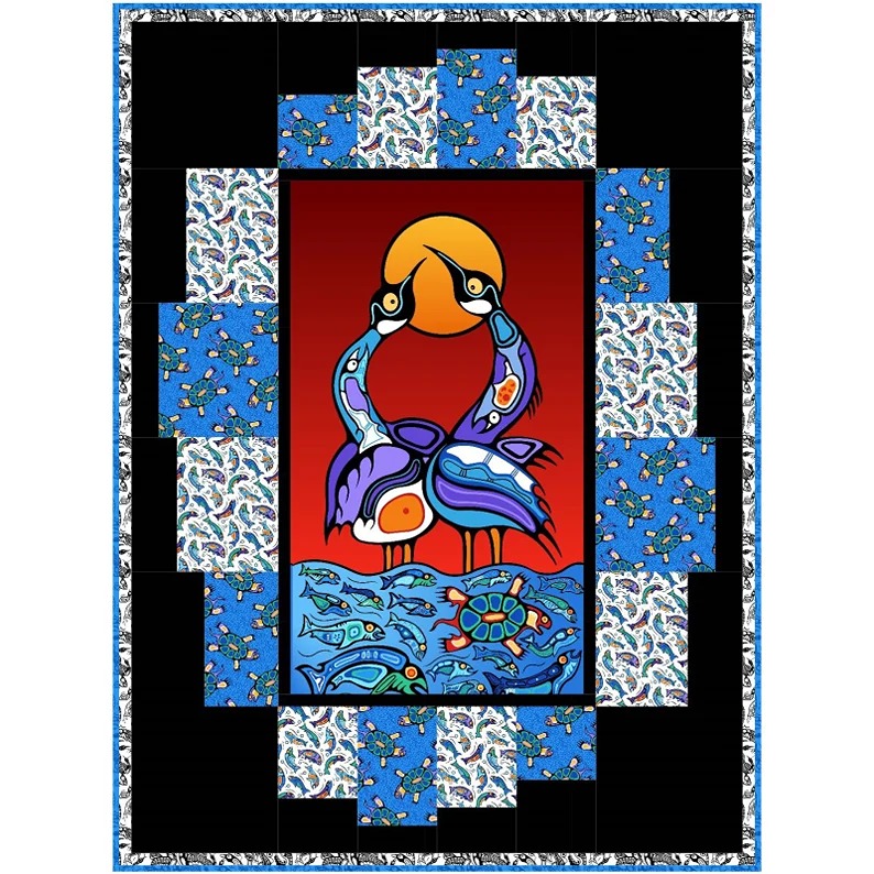 Quilt Kit~Sacred Earth~53 x 71 Sacred Earth Loon Panel Quilt~Black Version
