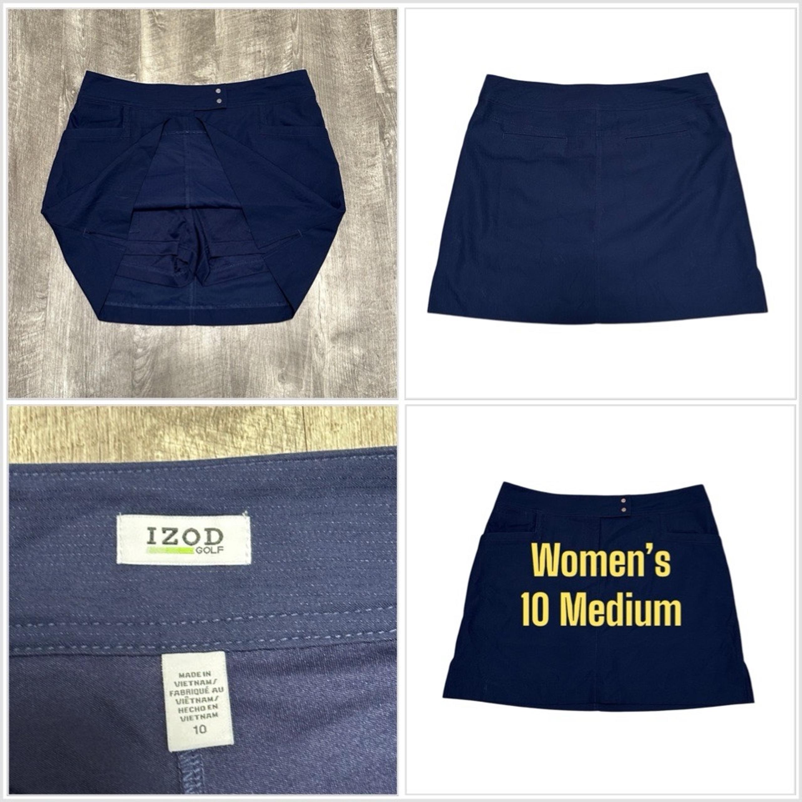 Women’s IZOD 10 Medium Skort Attached Short Skirt Navy Blue Golf Stretch Classic