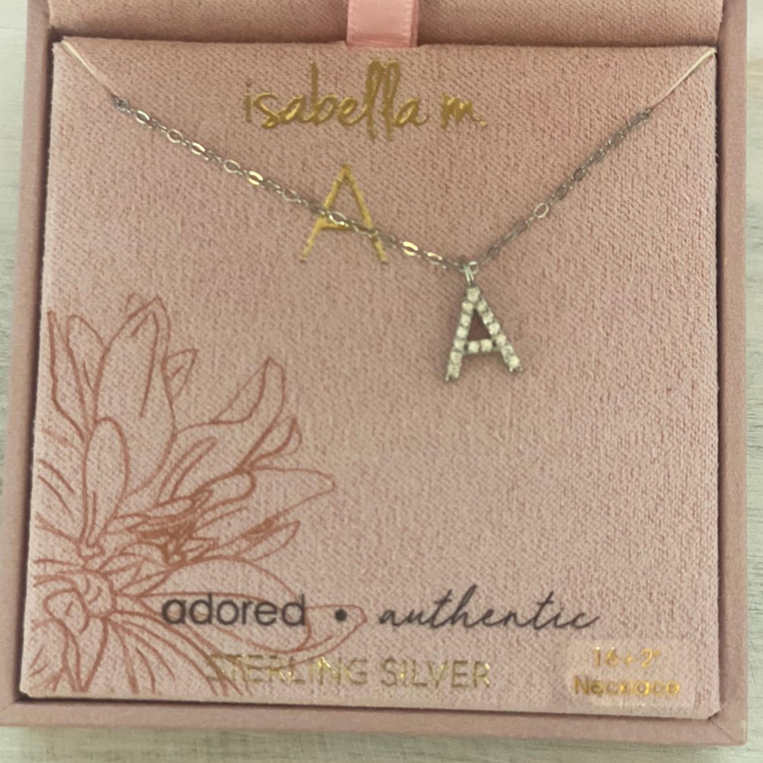 Isabella M "A" Initial Necklace