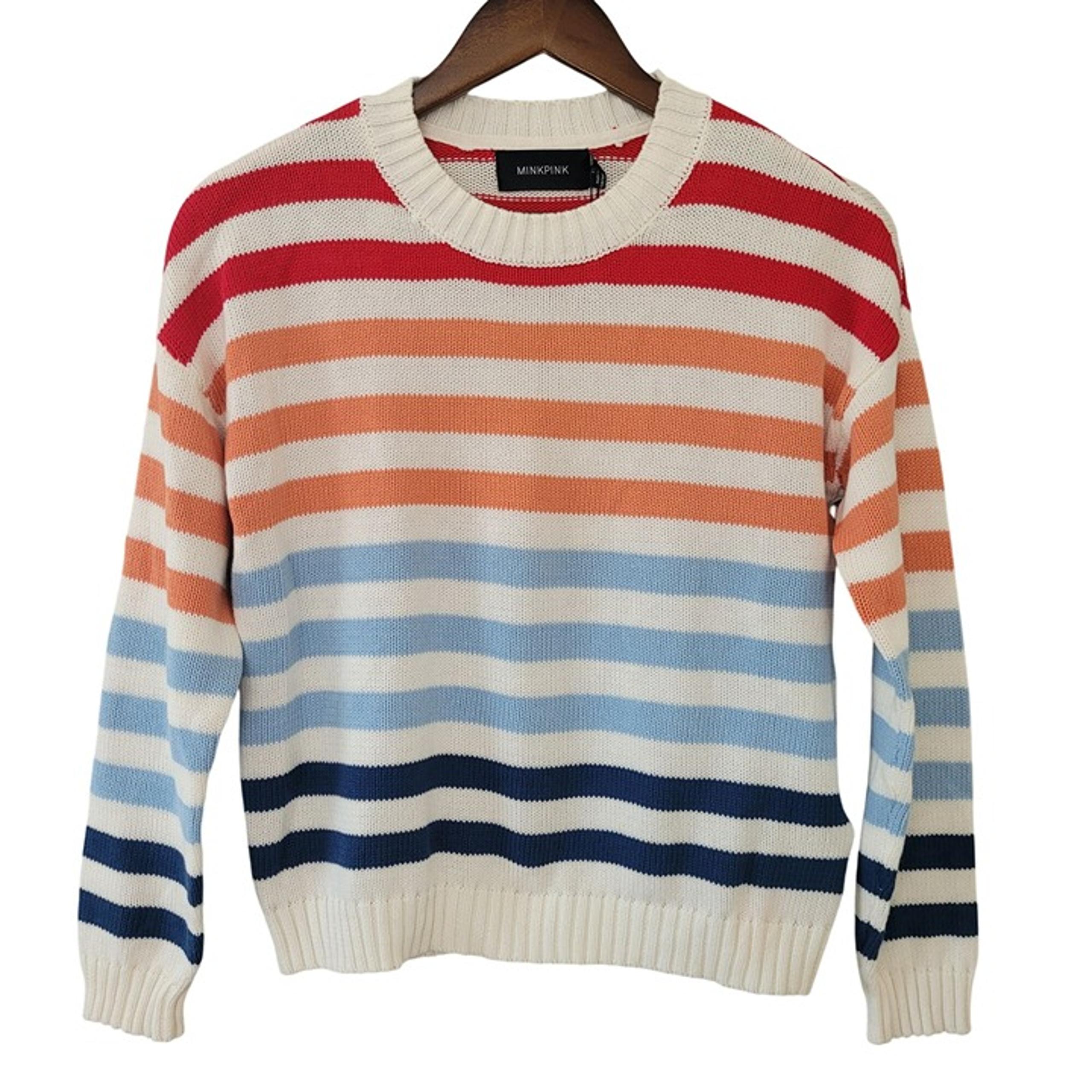 Minkpink Without a Doubt Stripe Crewneck Sweater Womens Size XS Casual NWT