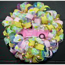 Handmade Easter Wreath Bunny Sign Handmade 22 Inch Deco Mesh