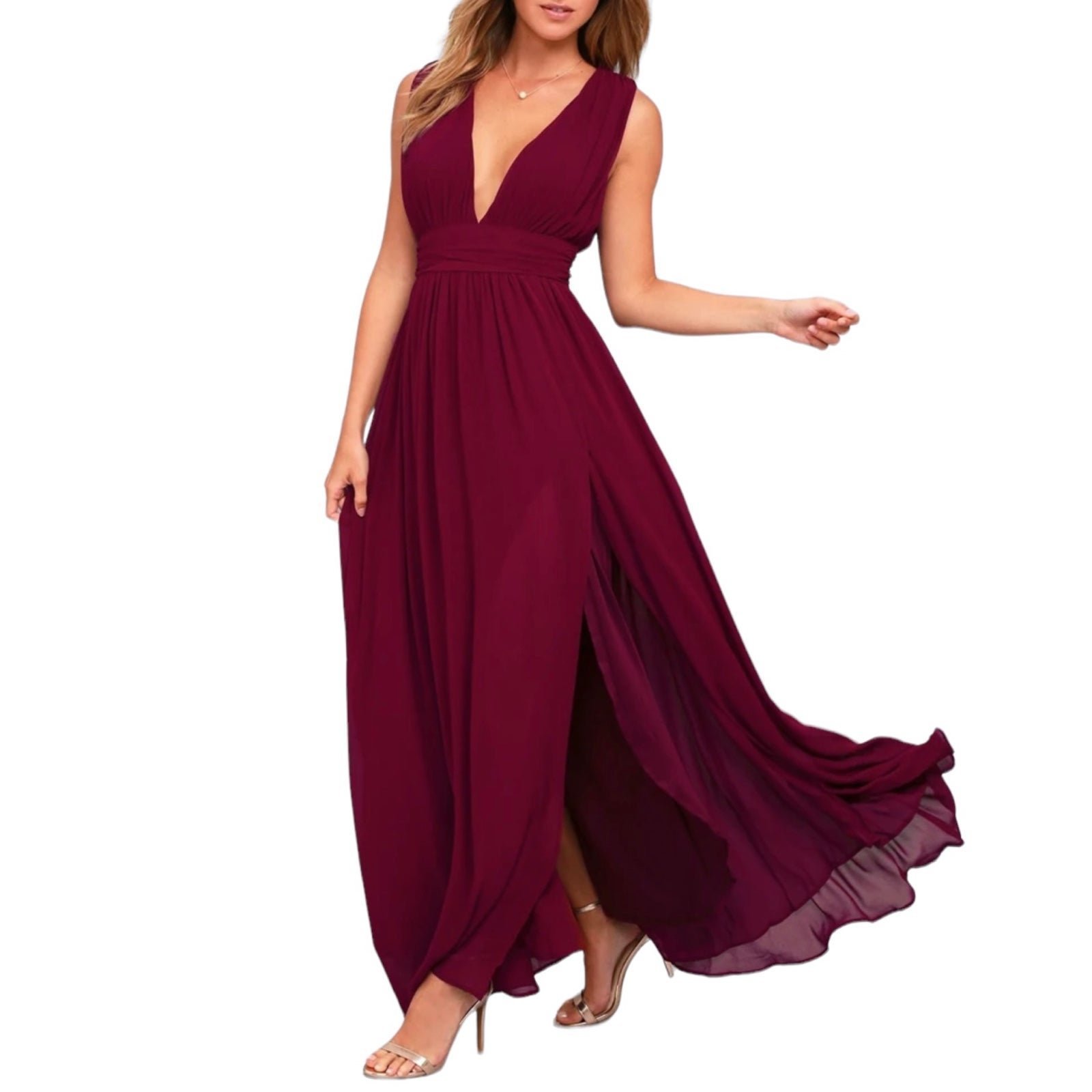 NWT Lulu's Heavenly Burgundy Maroon Maxi Dress