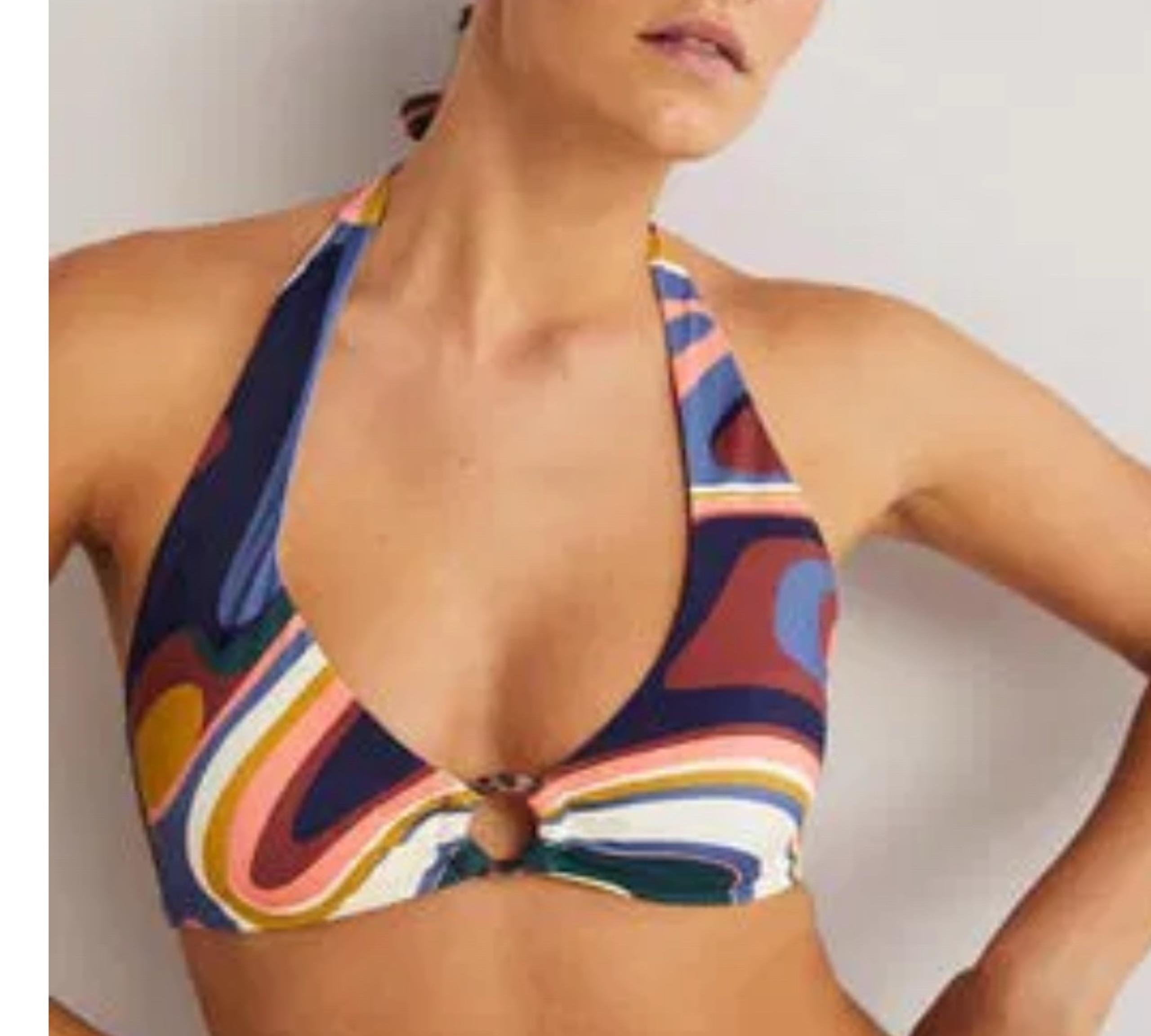 Boden Resin Ring Halter Bikini Top US 14 Swim Women NEW. 374