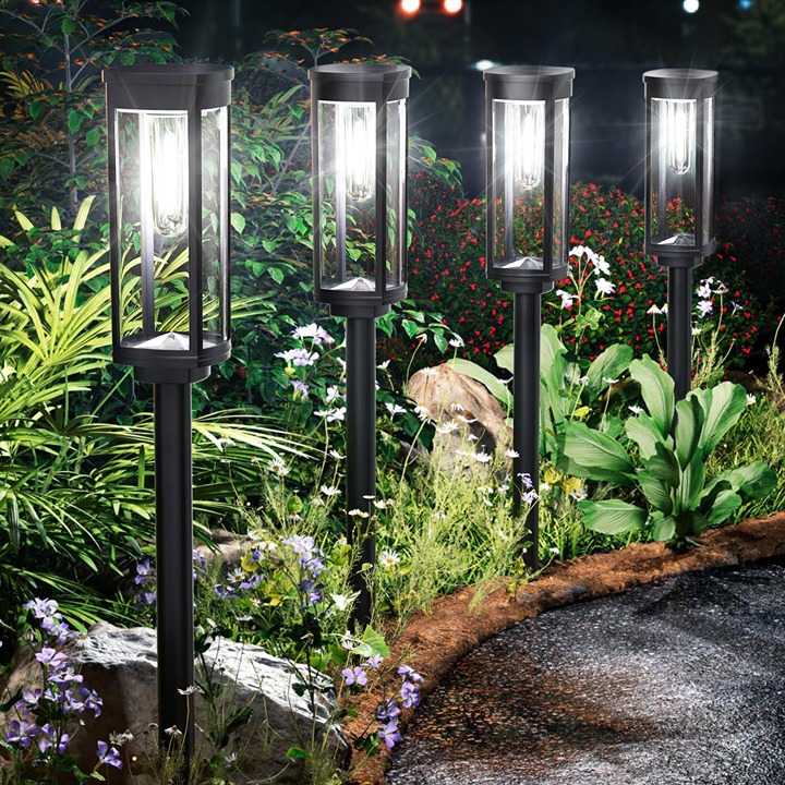 Solar Pathway Lights Solar Outdoor Lights Pathway Waterproof 4 Pack Upgraded