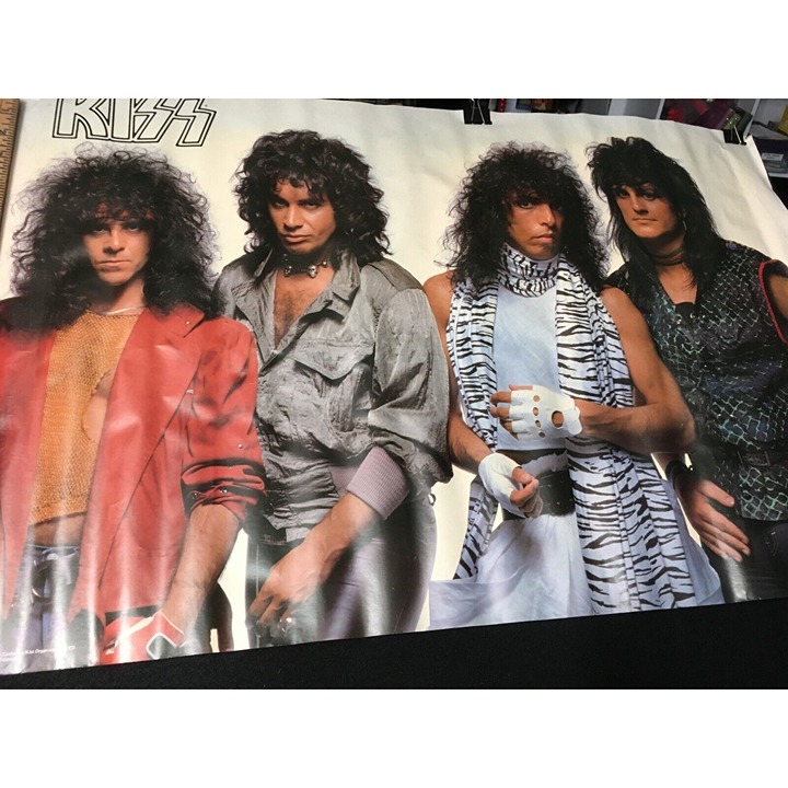 VINTAGE KISS 1984 members funky POSTER 34X22 ROCK BAND 1980'S
